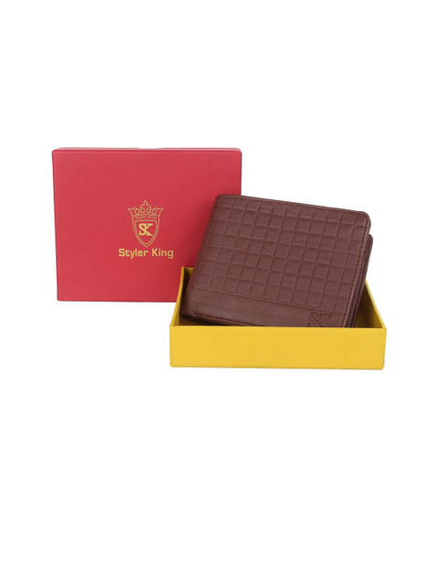 

STYLER KING Men Brown Solid Two Fold Wallet