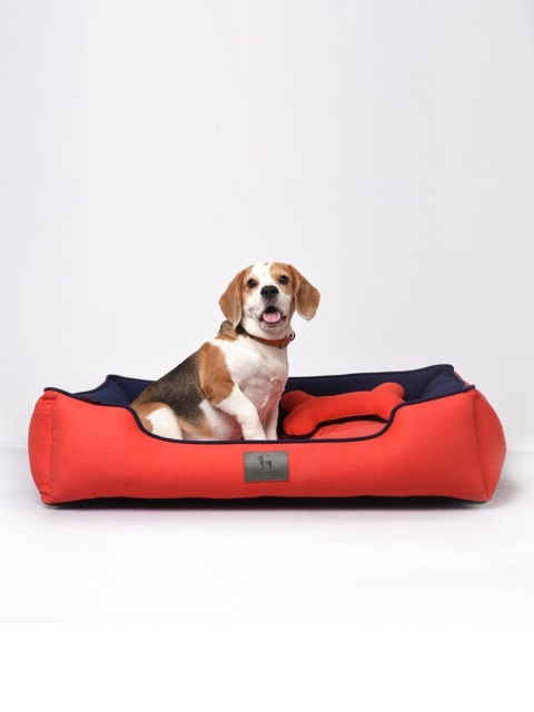 

Heads Up For Tails Red & Navy Blue Colourblocked HUFT Lounger Dog Bed