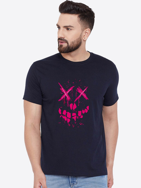 

wesquare Men Navy Blue Printed Round Neck T-shirt
