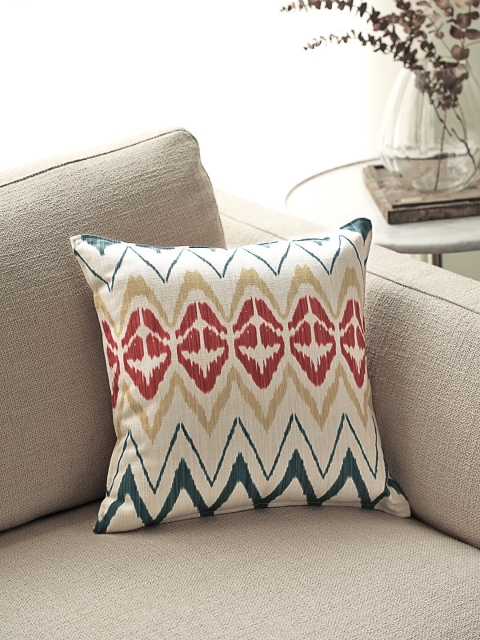 

BLUE BOAT Red & Blue Single Abstract Square Cushion Cover