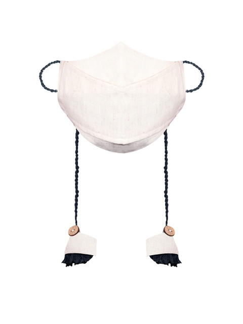 

VASTRAMAY Girls Off-White 3-Ply Reusable Protective Outdoor Printed Mask