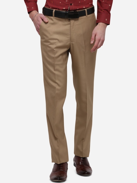 

Greenfibre Men Khaki Slim Fit Solid Formal Trousers