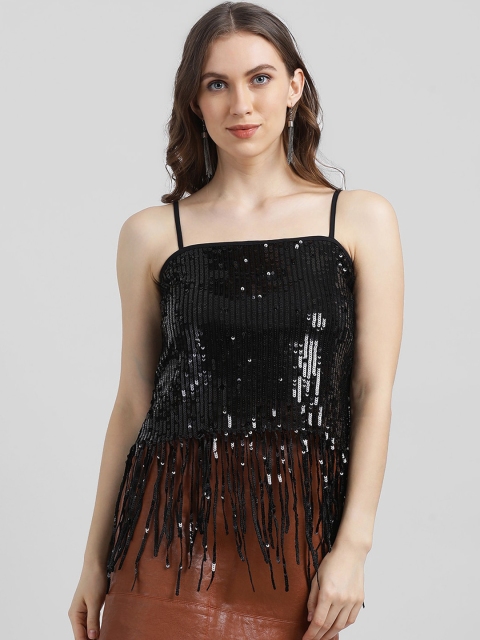 

Zink London Women Black Embellished Top