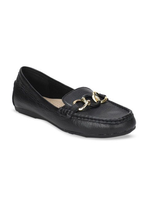 

ALDO Women Black Textured Leather Loafers