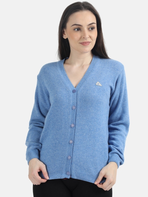 

Monte Carlo Women Blue Solid Cardigan Sweater