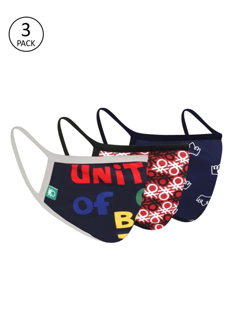 

United Colors of Benetton Kids Pack of 3 Assorted 3-Ply Reusable Cloth Masks