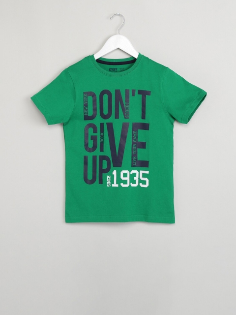

max Boys Green Printed Round Neck T-shirt