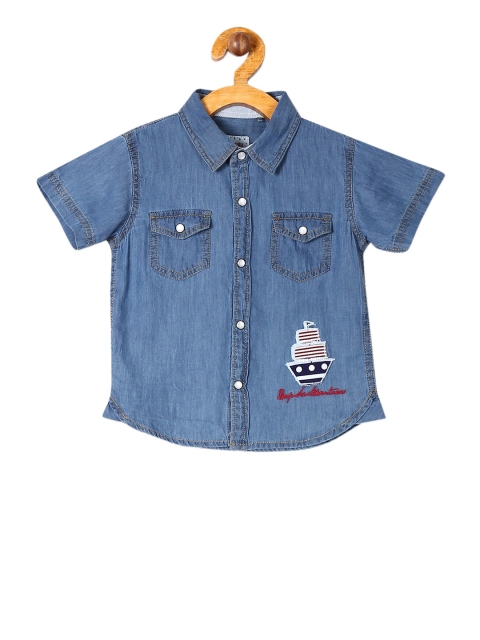 

Donuts Boys Blue Regular Fit Solid Casual Shirt