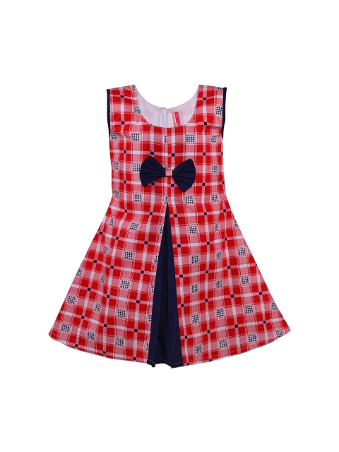

Wish Karo Girls Pink Checked Fit and Flare Dress