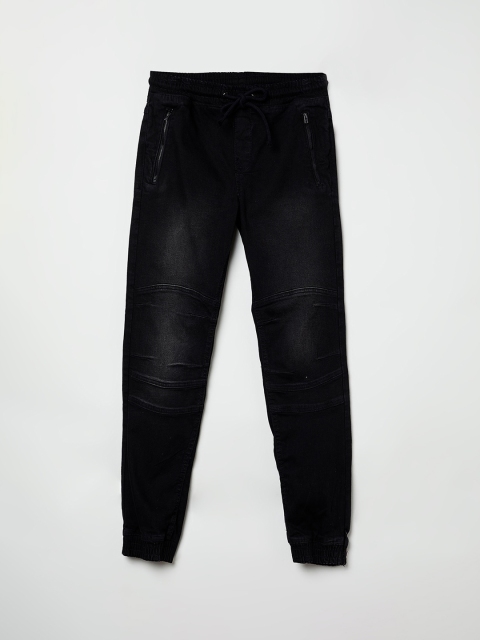 

max Boys Black Mid-Rise Clean Look Stretchable Jogger Jeans