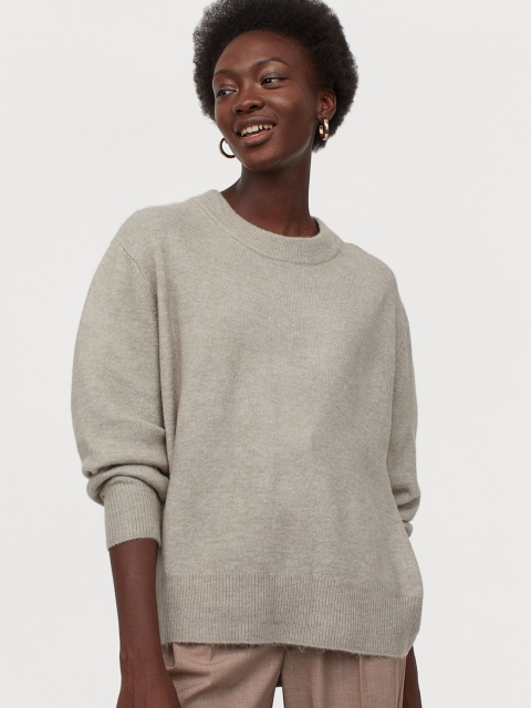 

H&M Women Grey Fine-Knit Jumper