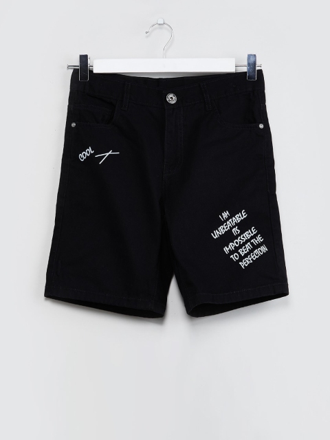 max Boys Black Solid Regular Shorts