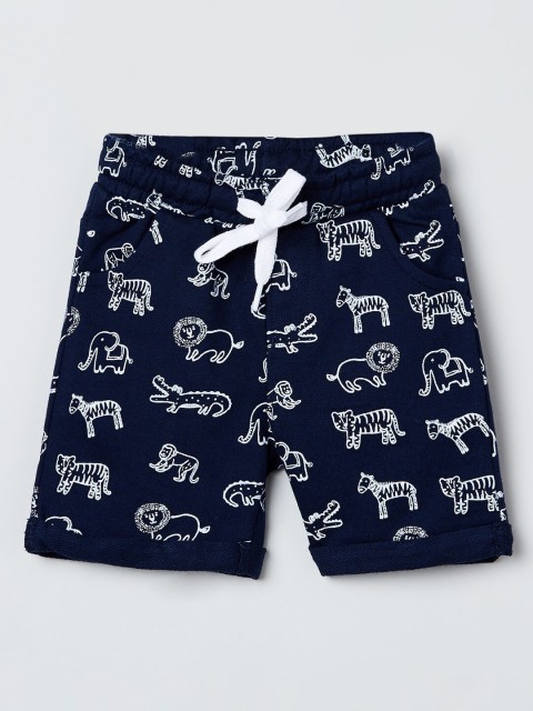 

max Boys Navy Blue Printed Regular Fit Shorts