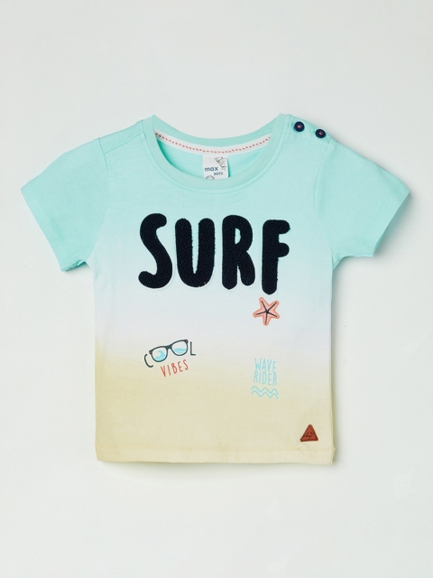 

max Boys Blue Tropical Printed Round Neck T-shirt
