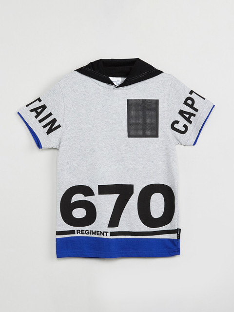 

max Boys Grey Printed Hood T-shirt