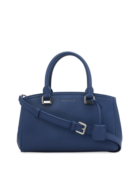 

CHARLES & KEITH Navy Blue Textured Handheld Bag