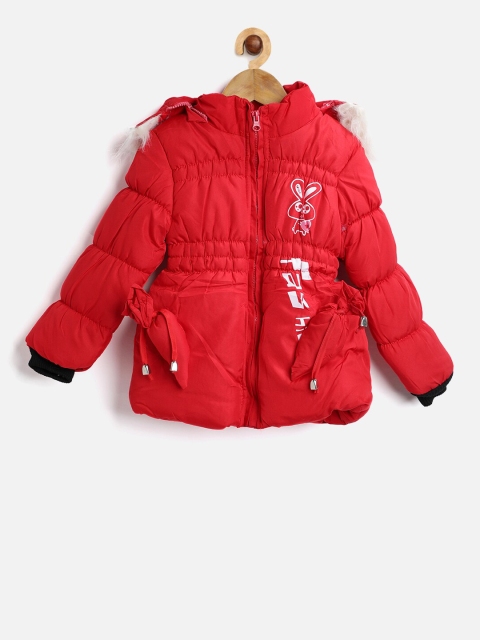 

PASSION PETALS Girls Red Solid Lightweight Puffer Jacket