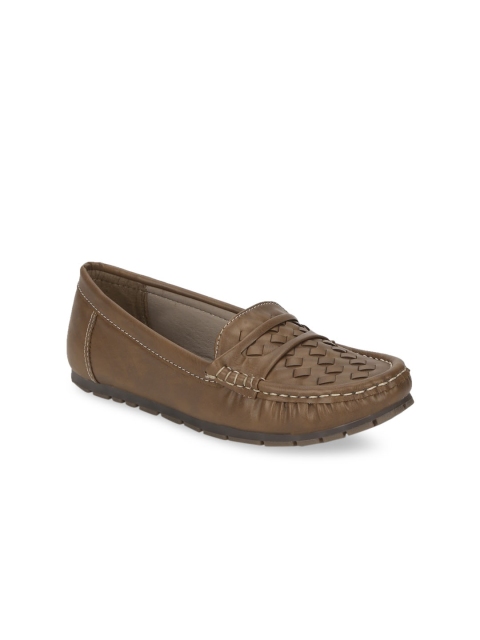 

Truffle Collection Women Tan Brown Woven Design Loafers