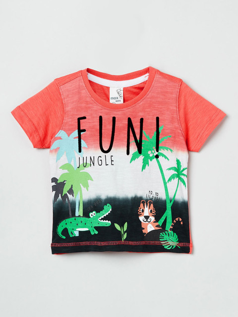 

max Boys Multicoloured Printed Round Neck T-shirt, Multi