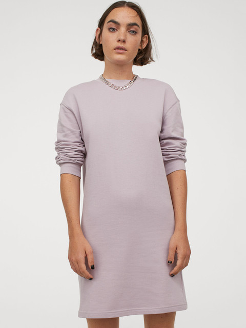 

H&M Women Purple Short Sweatshirt Dress