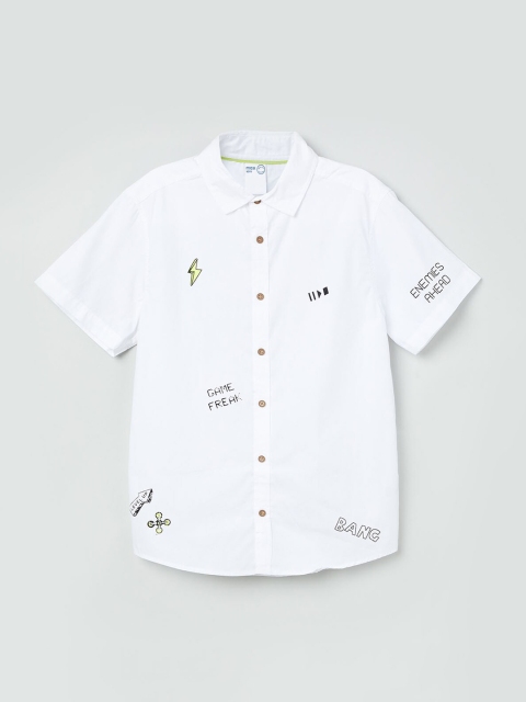 

max Boys White Regular Fit Printed Casual Shirt