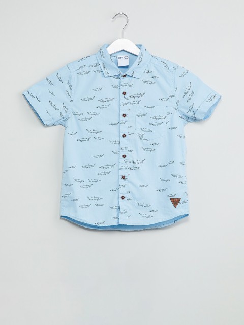 

max Boys Blue Regular Fit Printed Casual Shirt