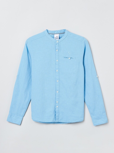 

max Boys Blue Solid Casual Shirt
