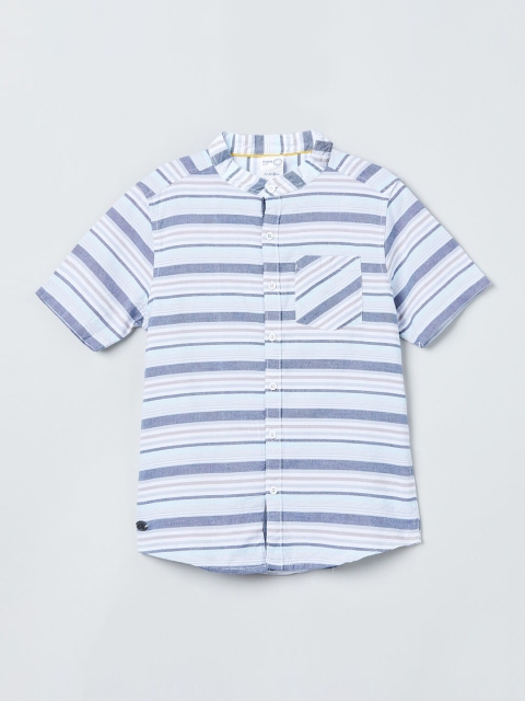 

max Boys Blue Regular Fit Striped Casual Shirt