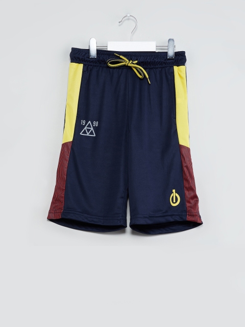 

max Boys Navy Blue Colourblocked Regular Fit Sports Shorts