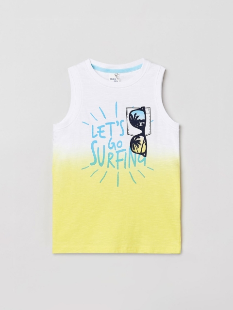 max Boys Yellow Printed Round Neck T-shirt