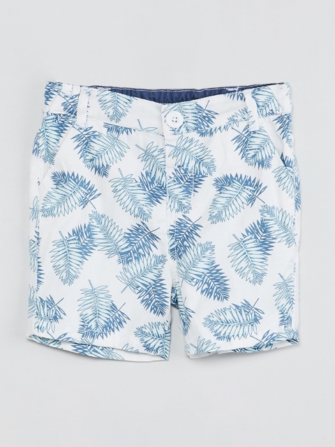 

max Boys White & Blue Printed Regular Shorts
