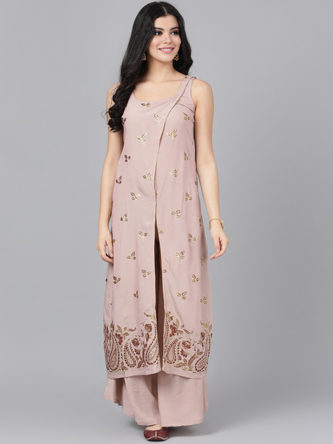 

AKS Couture Women Nude-Coloured Printed Kurta with Palazzos