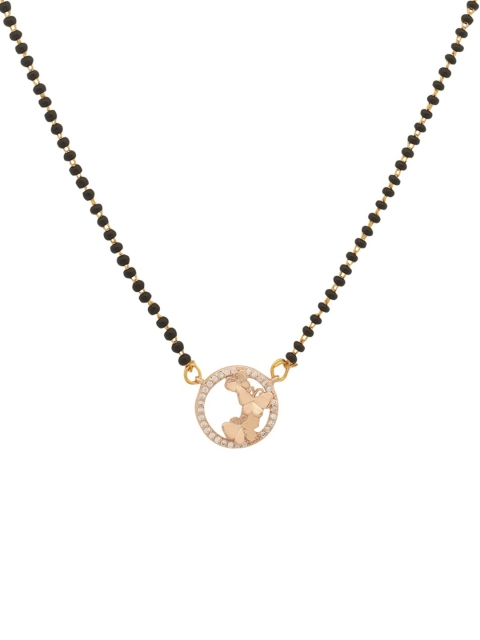 

Shoshaa Gold-Plated Black & White Stone-Studded Beaded Mangalsutra
