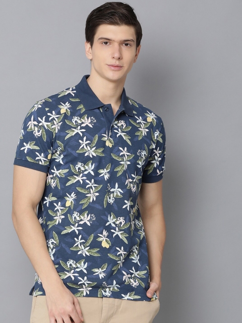 

GANT Men Blue Printed Polo Collar T-shirt