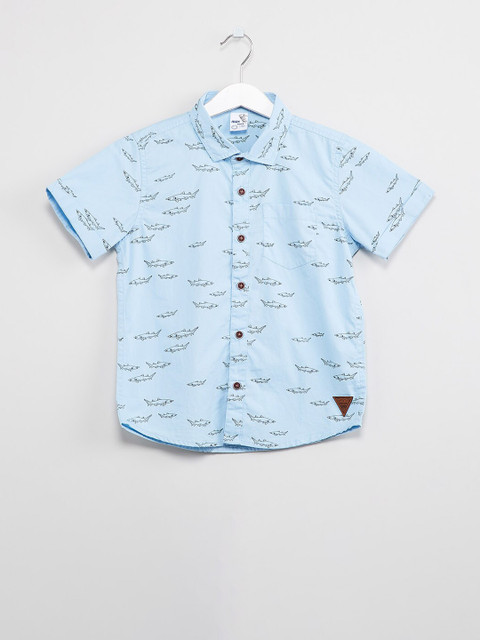 

max Boys Blue Printed Casual Shirt