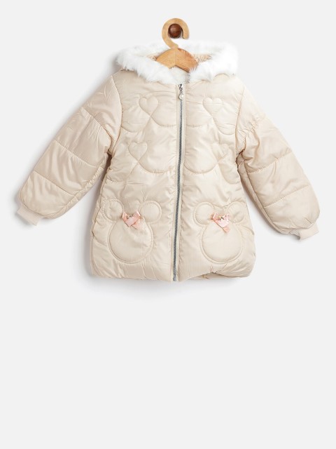 

PASSION PETALS Girls Cream-Coloured Solid Lightweight Padded Jacket