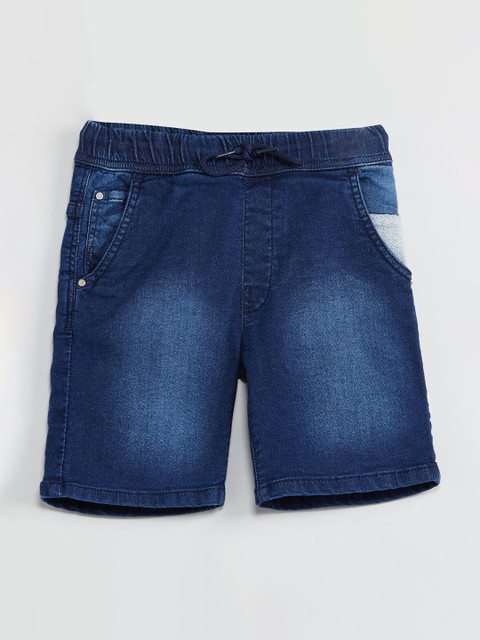 

max Boys Blue Solid Regular Fit Denim Shorts