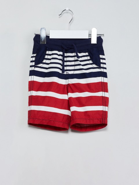 

max Boys Red & White Striped Regular Shorts