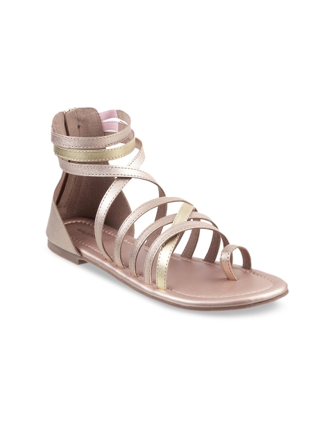 

WALKWAY Women Gold-Toned Solid Gladiators