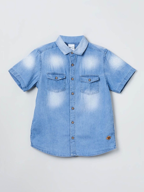 

max Boys Blue Regular Fit Solid Casual Shirt