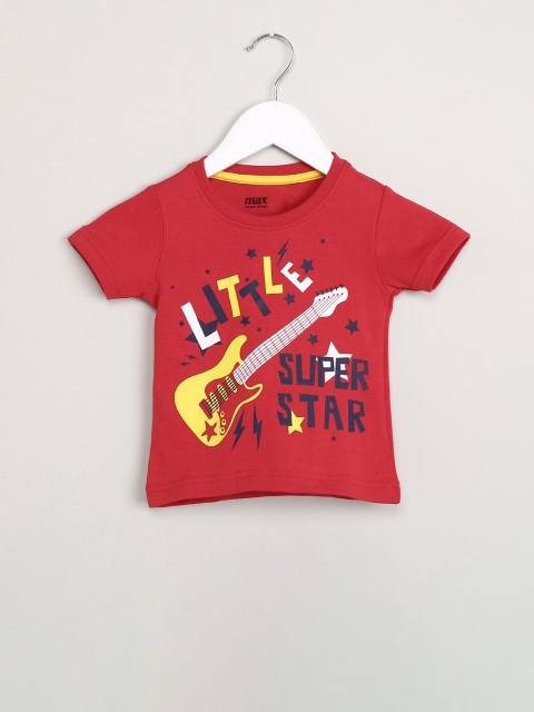 

max Boys Red Printed Round Neck T-shirt