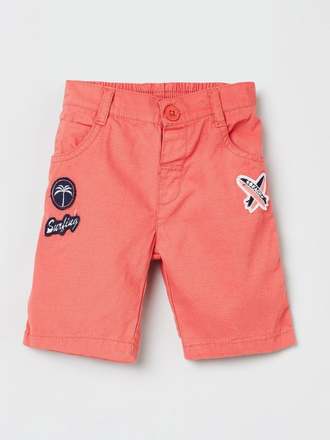 

max Boys Coral Red Solid Regular Fit Shorts