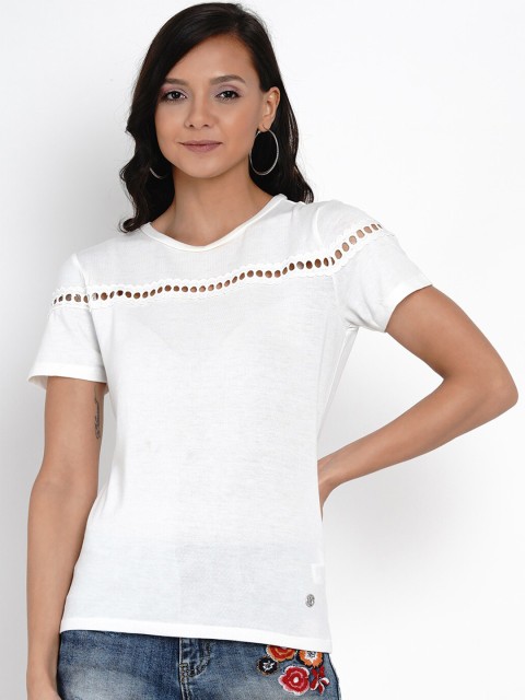 

Deal Jeans Women White Solid Top