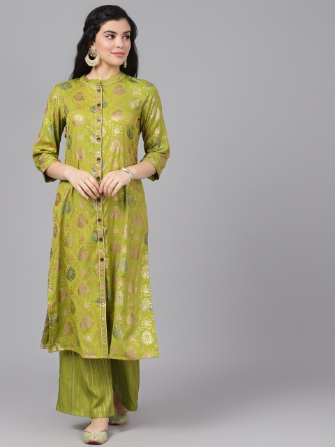 

AKS Couture Women Green Printed Kurta with Palazzos