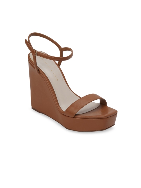 CHARLES & KEITH Women Brown & Black Solid Sandals