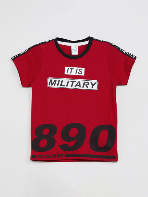 

max Boys Red Printed Round Neck T-shirt