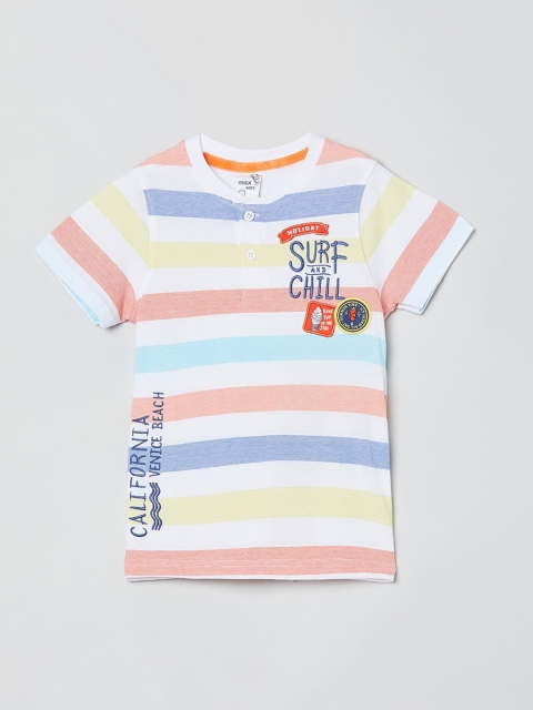 

max Boys Multicoloured Striped Henley Neck T-shirt, Multi
