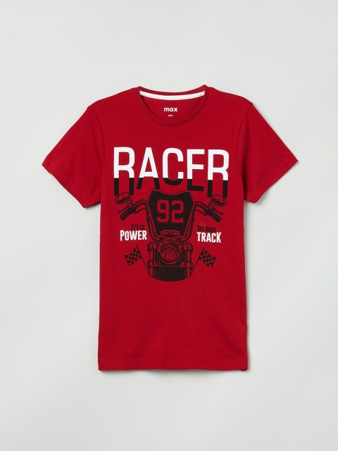 

max Boys Red Printed Round Neck T-shirt