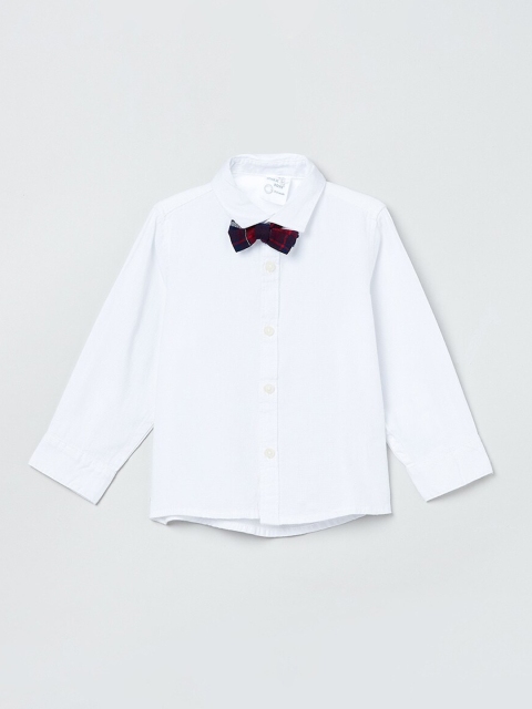 

max Boys White Regular Fit Solid Party Shirt