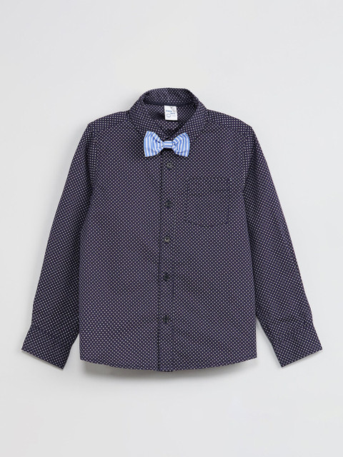 

max Boys Navy Blue Regular Fit Printed Casual Shirt